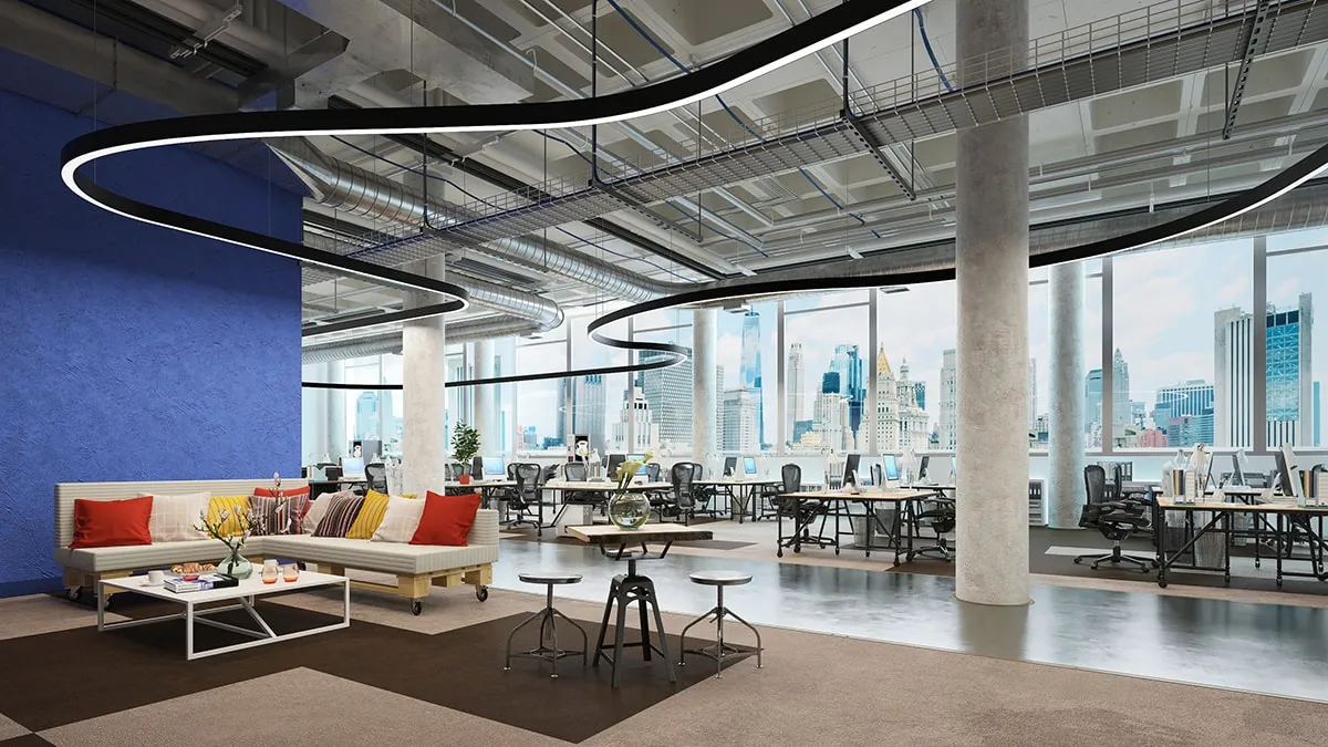 curved led linear office lighting