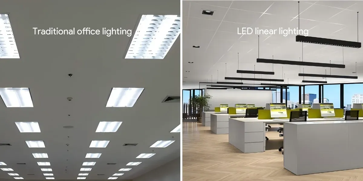 office light troffer VS LED linear light