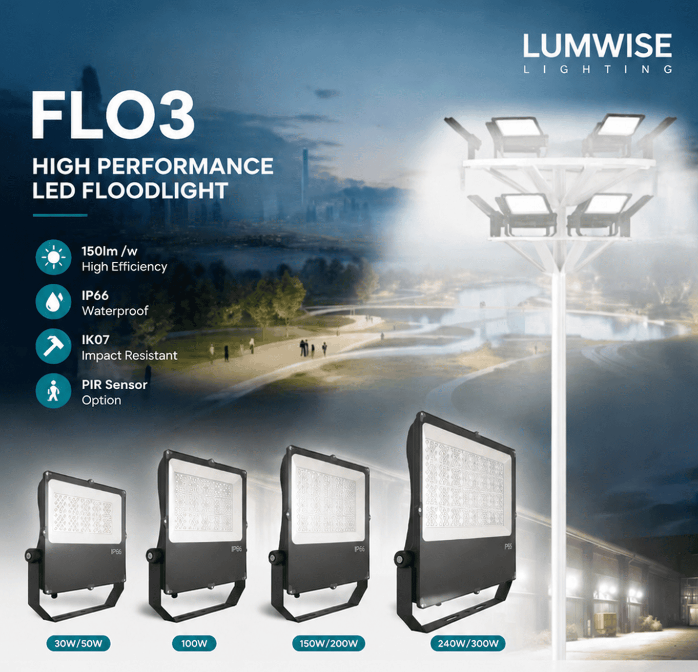 high efficiency LED floodlight for outdoor lighting